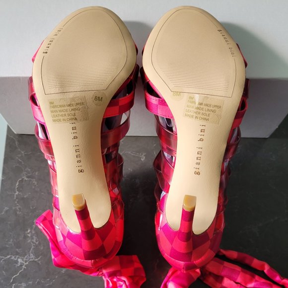 $49 NWT Gianni Bini Checkered Ankle Wrap Lace-Up Strap - Picture 7 of 12